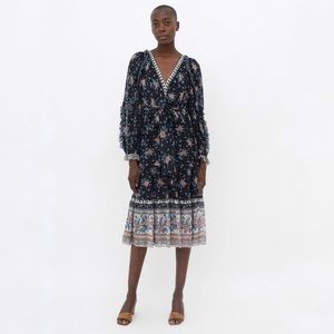 Ulla Johnson | Romilly Floral Silk‎ Chiffon Midi Dress Size 0